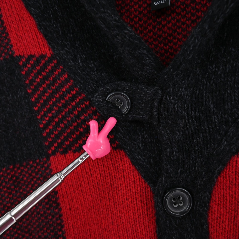 Banana Republic Buffalo Plaid Shawl Collar Cardigan Mens Large Red Black Merino - Picture 10 of 14